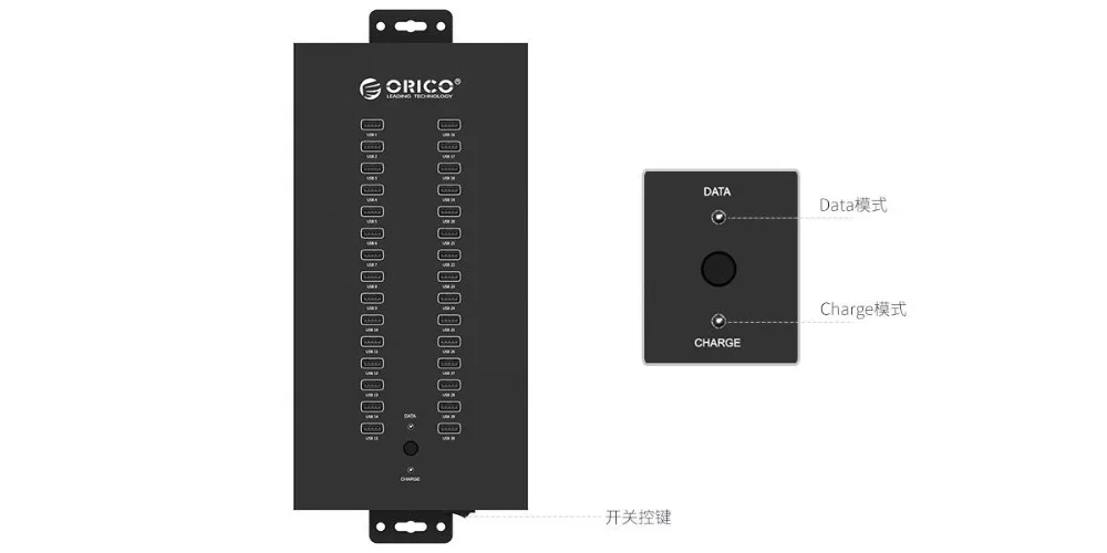 ORICO 30 Порты промышленных USB2.0 HUB для TF SD данных u-диск Тесты партия copy-черные multi- порты и разъёмы зарядки