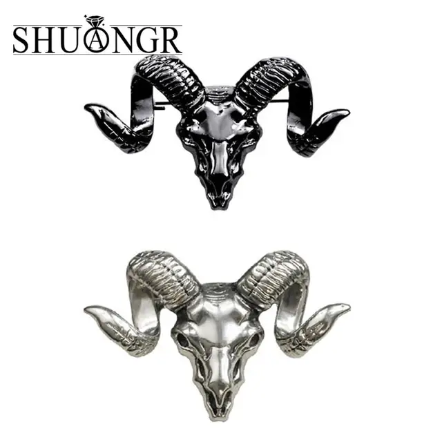 SHUANGR New Brand Design Men Brooch Popular Alloy Sheepshead Brooches Collar Pin SHUANGR New Brand Design Men Brooch Popular Alloy Sheepshead Brooches Collar Pin
