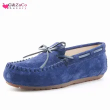 G& Zaco/Осенняя обувь из коровьей кожи; замшевая мягкая обувь для вождения; модная женская обувь из натуральной кожи на плоской подошве с бантом