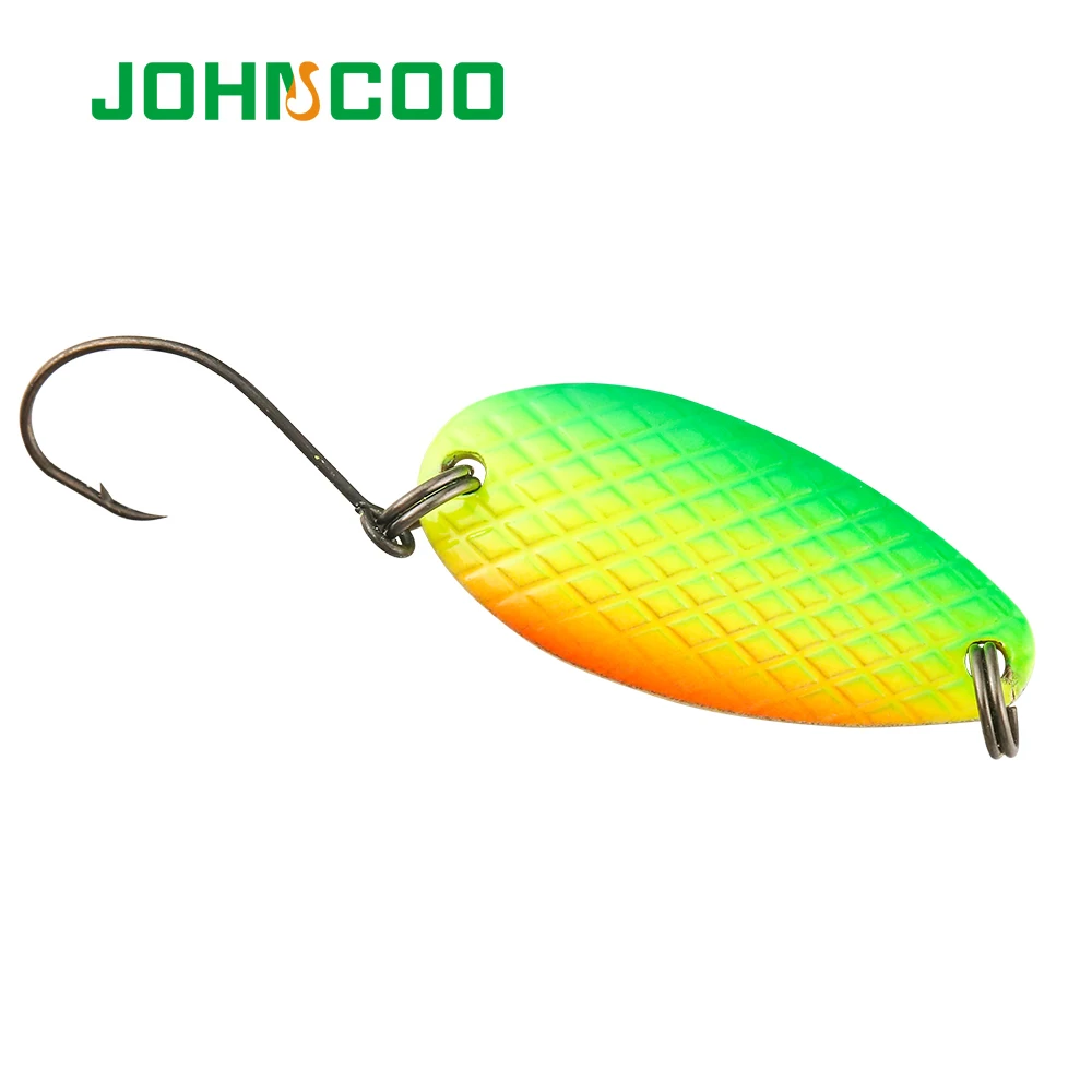 JOHNCOO 2 шт. медная металлическая приманка в виде ложки 3,2 г 3,0 г красочная ложка приманка рыболовная приманка-форель один крючок