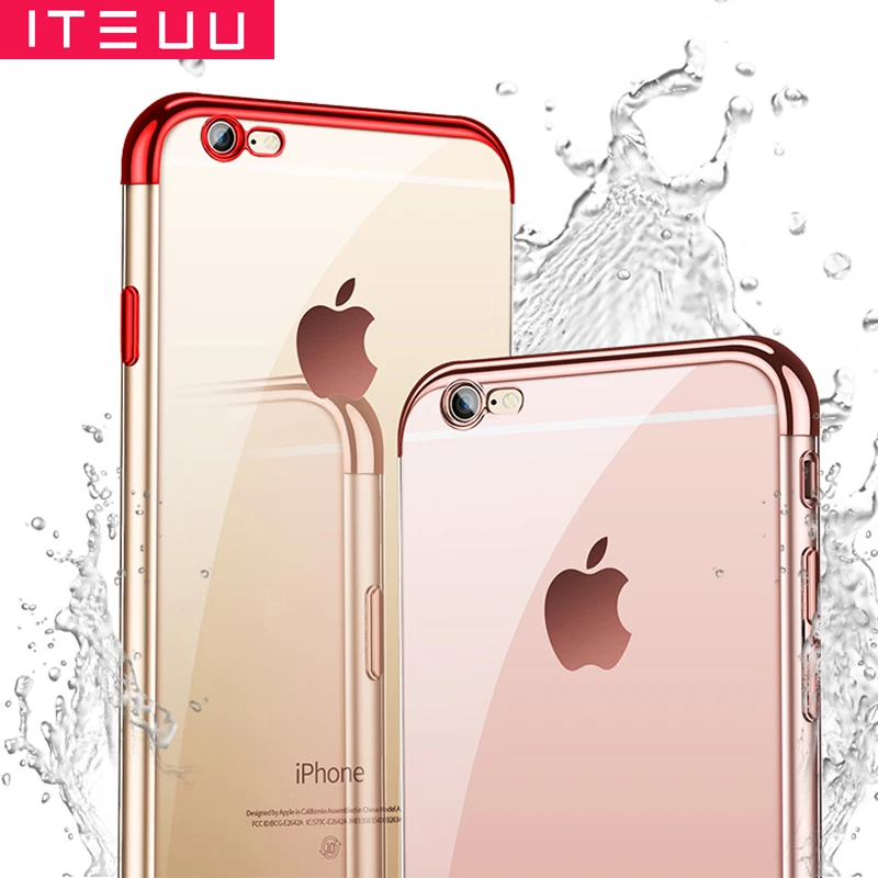ITEUU TPU прозрачный гальванический чехол для телефона iPhone 6 6S Plus Чехлы мягкая гибкая