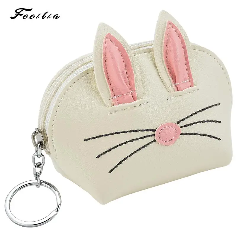 

Fecilia Cute Mini Rabbit Coin Purse Handbag Small Wallet for Girl PU Leather Cartoon Bag Clutch Lipstick Organizer 2019 New