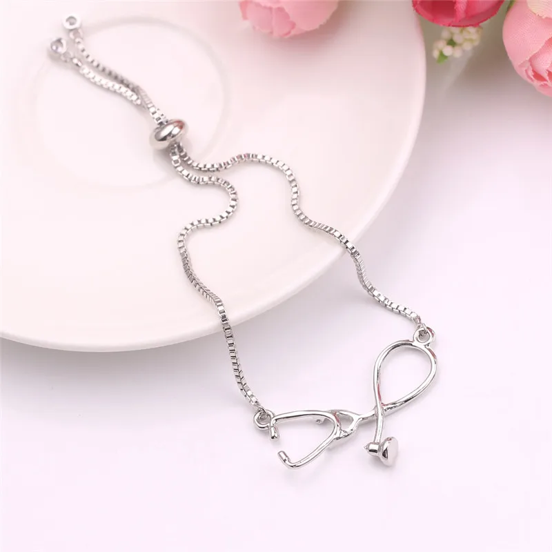 Medical Stethoscope Bracelet Box Adjustable Chain Jewelry Gift For Doctor Medical Friends Charm Women Men Bracelets bracelet jewelry