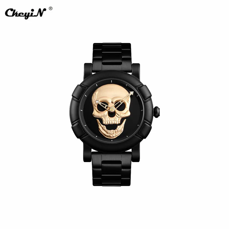 

Skull Design Men Wristwatch Cool Quartz Watch Child School Student Creative Watch Fashion Bone Stainless Steel Watch Clock 35