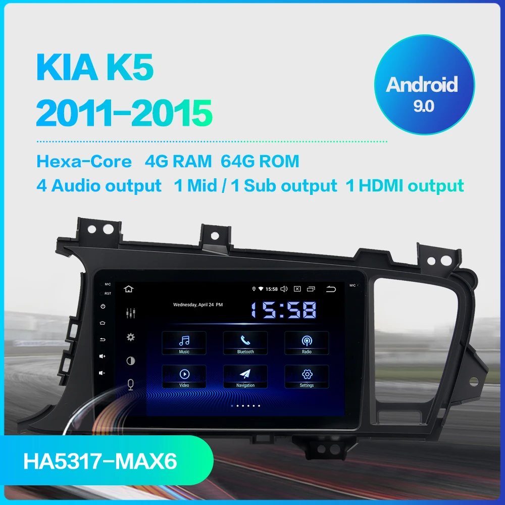 Sale Dasaita 8" HD IPS Screen 1 Din Car Radio Android 9.0 for Kia K5 Optima 2011 2012 2013 Bluetooth GPS HDMI DSP 1