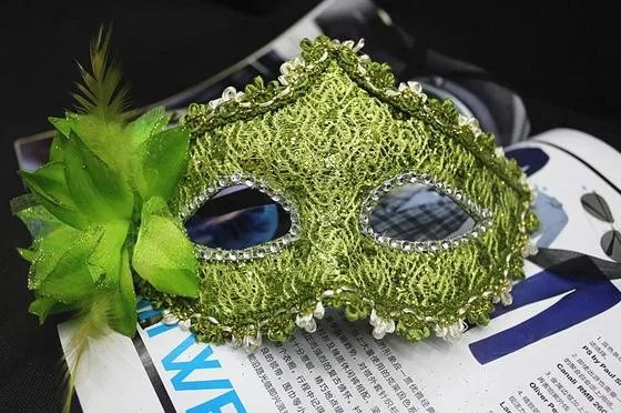 50 шт., алмазная кожаная маска с кружевной вуалью, сексуальная, для выпускного вечера, модная, с вырезом, маска, открытая, вуаль, вечерние, лилия, маска