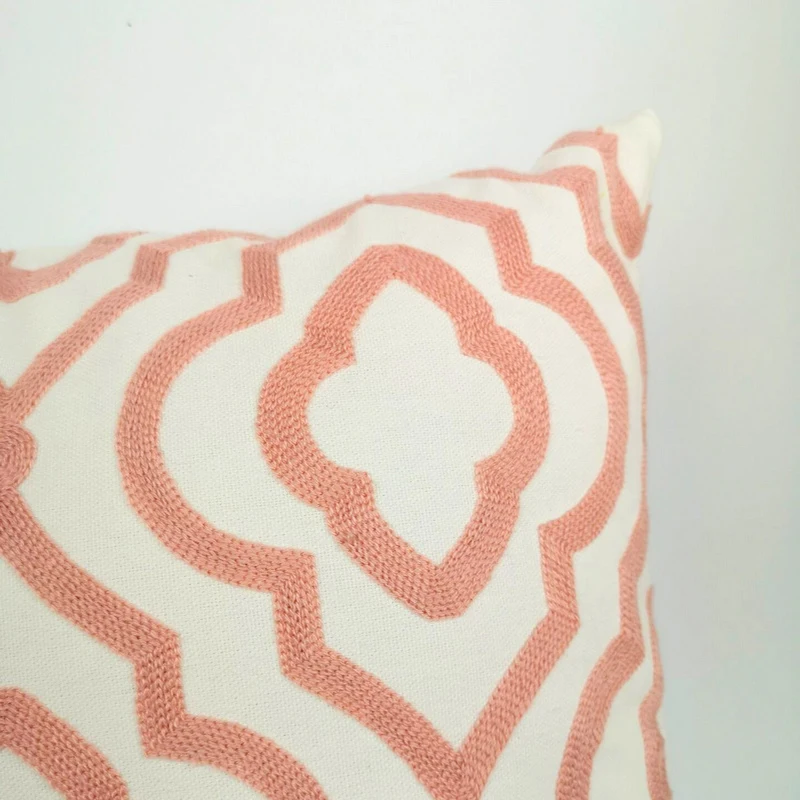 Розовый чехол для подушки с цветочным рисунком геометрической вышивкой подушка чехол с зажимом для диван-кровать простые домашние декоративные размером 45*45 см диван-кровать