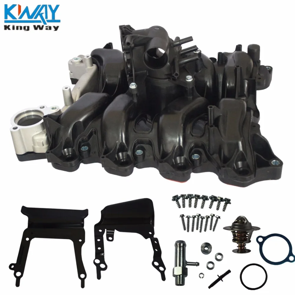 

FREE SHIPPING-King Way- Upper Engine Intake Manifold W/ Thermostat & Gaskets Kit For Ford E150 E250 4.6L