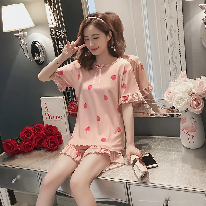 

New Arrival Spring and Summer Women's Pajama Set 2 Piece Home Clothes Sleep Set Short Pants Set Female Pajamas Cotton Home Suit