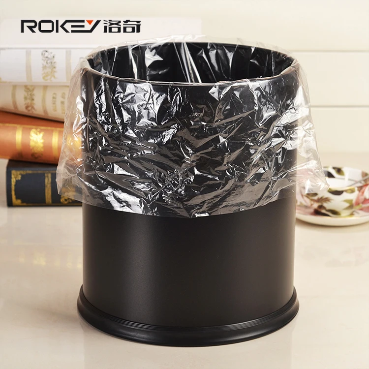 Modern Lighting grain Double Layer Round Leather Trash Can Home Office
