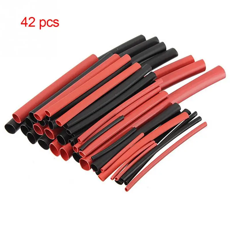 

42Pcs Heat Shrink Tubing Black Red 2:1 Polyolefin H-type Tube Assortment Sleeving Wrap Tubes