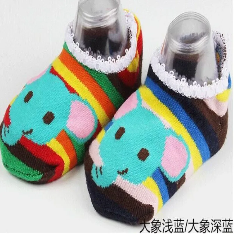 8 пар/лот, хлопковые детские Нескользящие носки-тапочки с кружевным украшением носки с рисунками для малышей тонкие носки для малышей слипоны