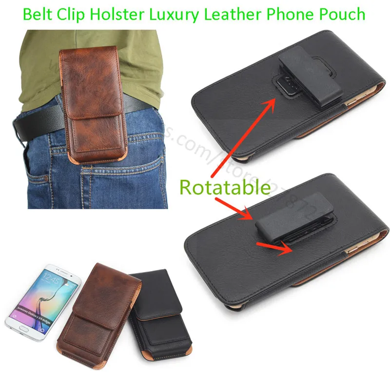 

Universal For phone Case Belt Clip Holster Luxury Leather Phone Pouch Bag Case 4.7 To 6.3 inch Rotatable Belt Clip Phone Bag