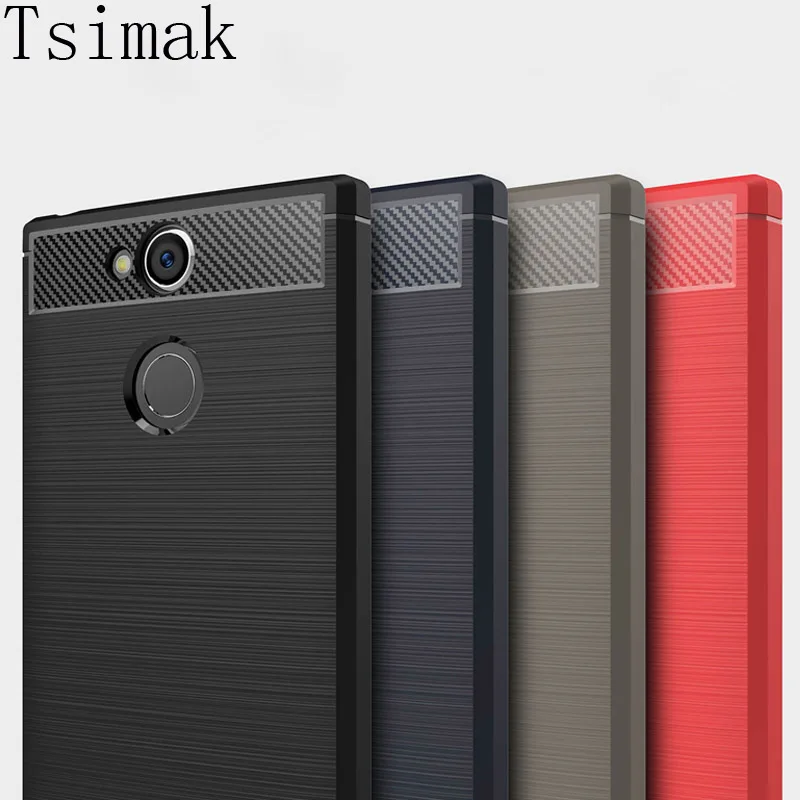 

Tsimak Coque Case For Sony Xperia XA3 Ultra XA2 Plus Cover Shockproof Carbon Fiber Soft Silicone Anti-Knock Phone Back Capa