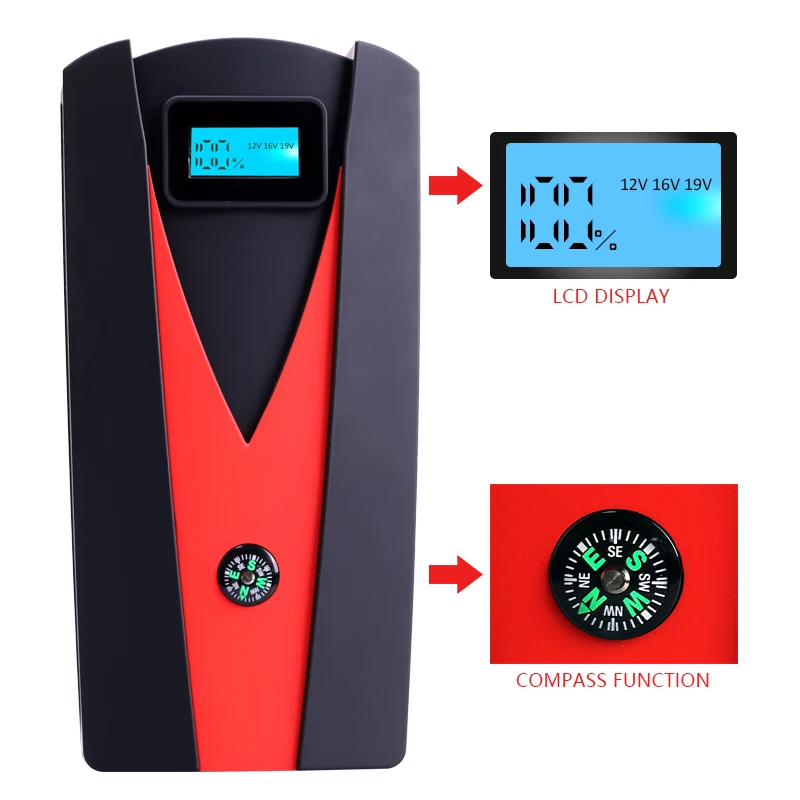 

12000mAh 12V Car Jump Starter with Smart Booster Cables Battery Car Battery Portable Auto mobiles Power Bank