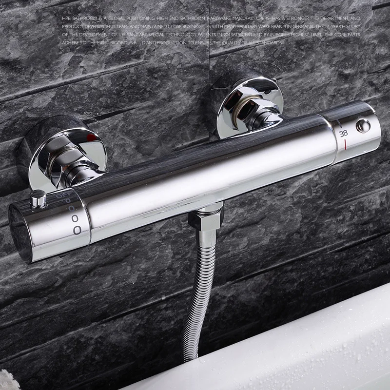  Bathroom thermostatic valve bathtub faucet with Handheldbrass Hot and cold bath faucetwaterfall bat