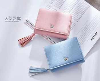 

by dhl or ems 20pcs Tassels Zipper&Hasp Women Wallet For Coin Card Cash Fashion Lady Small Purse Short Solid Female Carteras