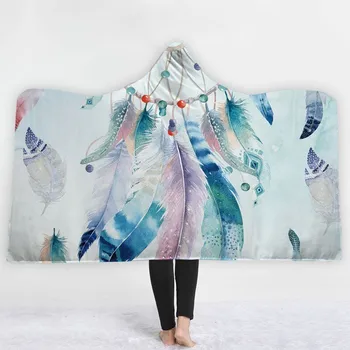 

Dream Catcher Series Hooded Blanket Home Sofa Bed Casual Cover Blanket 130x150/150x200cm Wearable Warm Throw Blanket