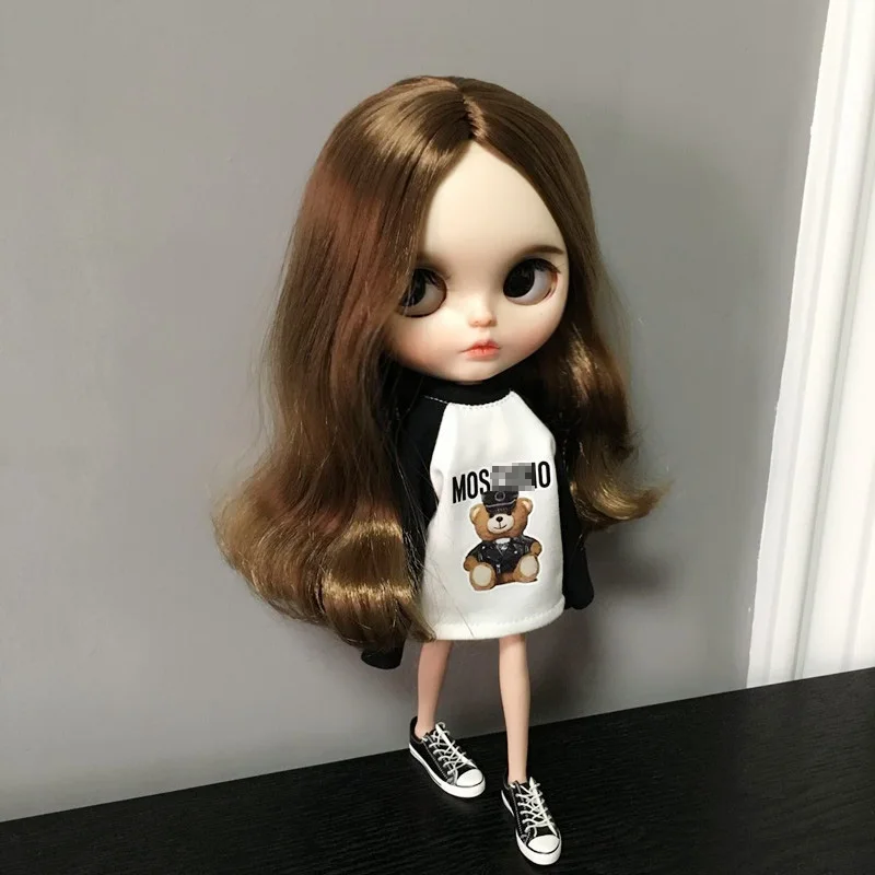 Модная черная белая одежда Blyth, футболка с длинными рукавами для OB24, Licca Pullip Blyth, одежда для 1/6, аксессуары для кукол