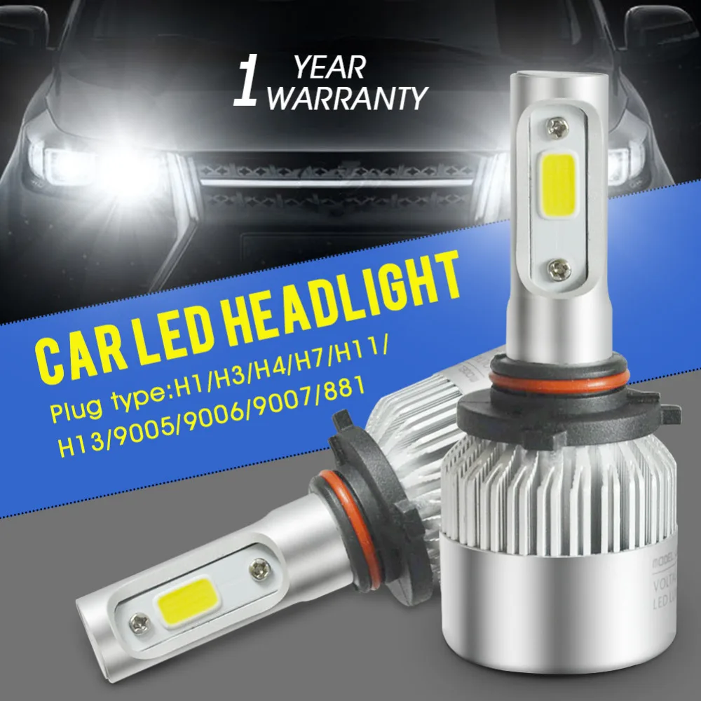 

HB3 9005 Led Bulb HB4 9006 car Headlight lamp 6500k xenon white 72W 8000Lm COB Chips Front Bulb Automobiles Car Headlamp