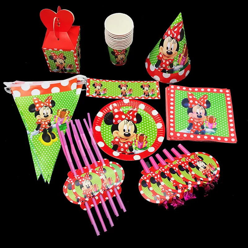 

Minnie Mouse party decorations Minnie Mouse theme plates napkins cups Minnie Mouse theme disposable tableware sets