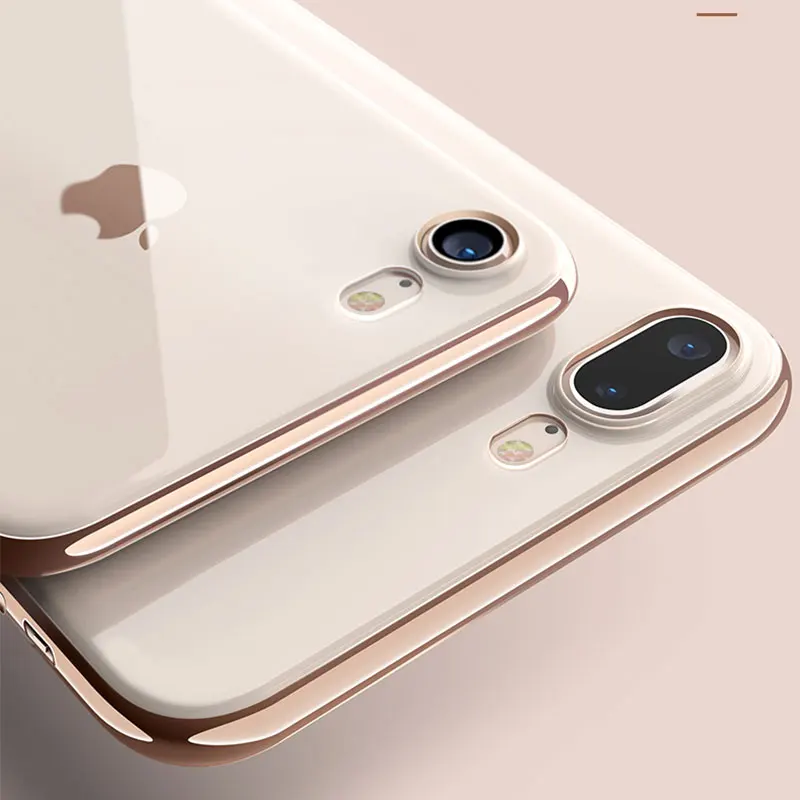 Чехол Ascromy для iPhone 7 силиконовый мягкий золотой бампер с золотым покрытием чехол 8
