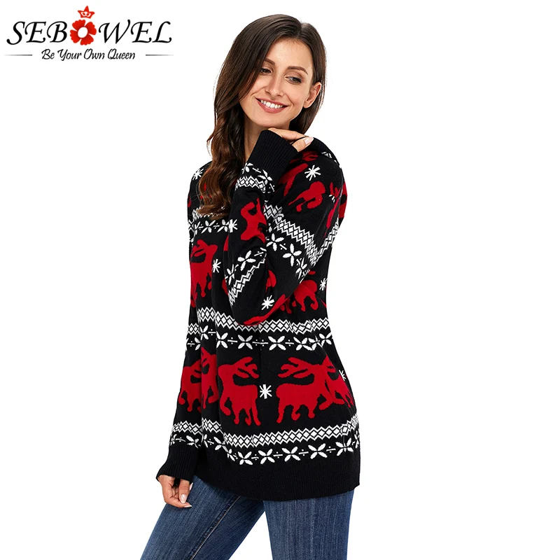 Cute-Reindeer-Knit-Black-Hooded-Sweater-LC27785-2-3