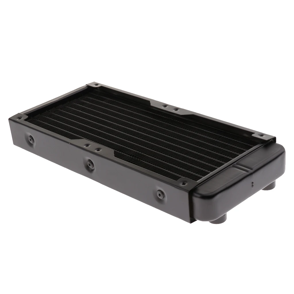 Aluminum Radiator 10Pipe Heatsink Cooler Cooling Kit Computer Water Liquid Screw Heat Exchanger(240mm) Black