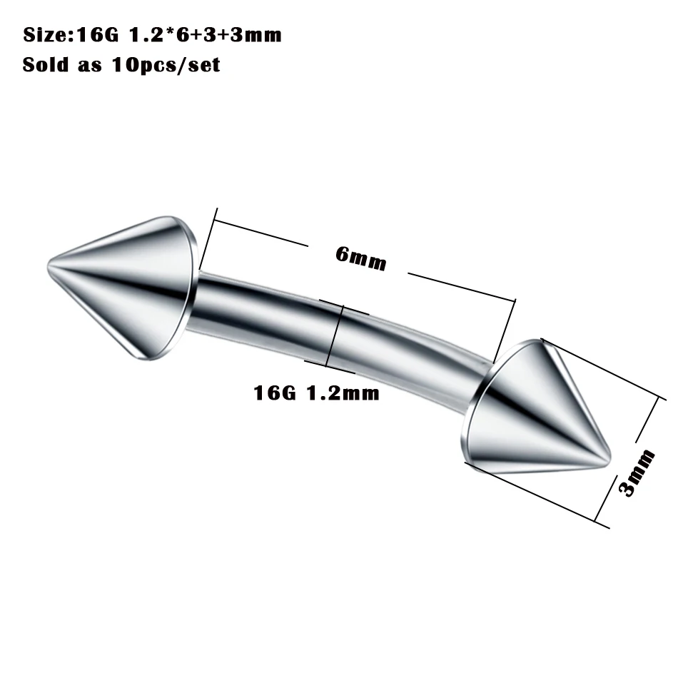 10 шт./компл. сталь козелка пирсинг спирали Нос Кольца для пирсинга перегородки носа пирсинг промышленного пирсинг штангой пирсинг ювелирные изделия для пирсинга
