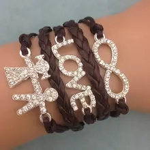 1 шт. бесконечно ручная работа браслет. металл очарование, воск шнур, кожаный браслет, модный драгоценный браслет 3660