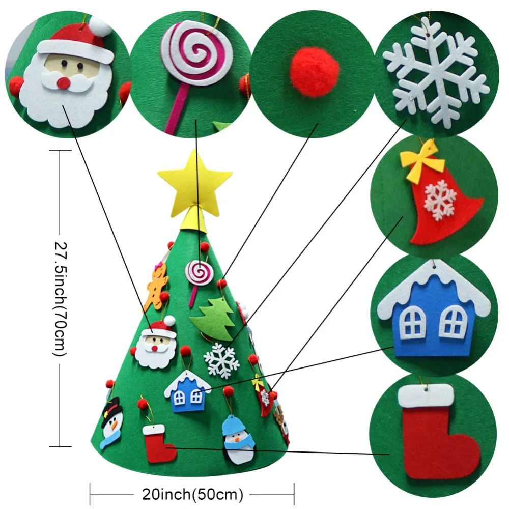 OurWarm 3D DIY войлок для малышей Рождественская елка звезда Топпер с мультяшным подвесным орнаментом новогодние подарки для детей Рождественское украшение для дома