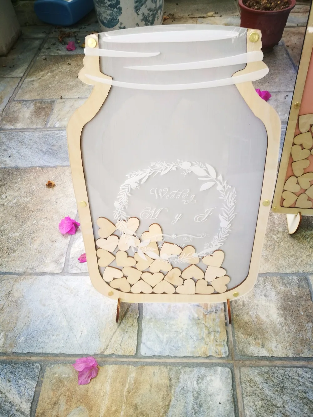 Personalised Wedding Guest book, Custom Drop top Drop box wedding alternative GuestBook with 60-100 hearts, Rustic Wedding Gift2