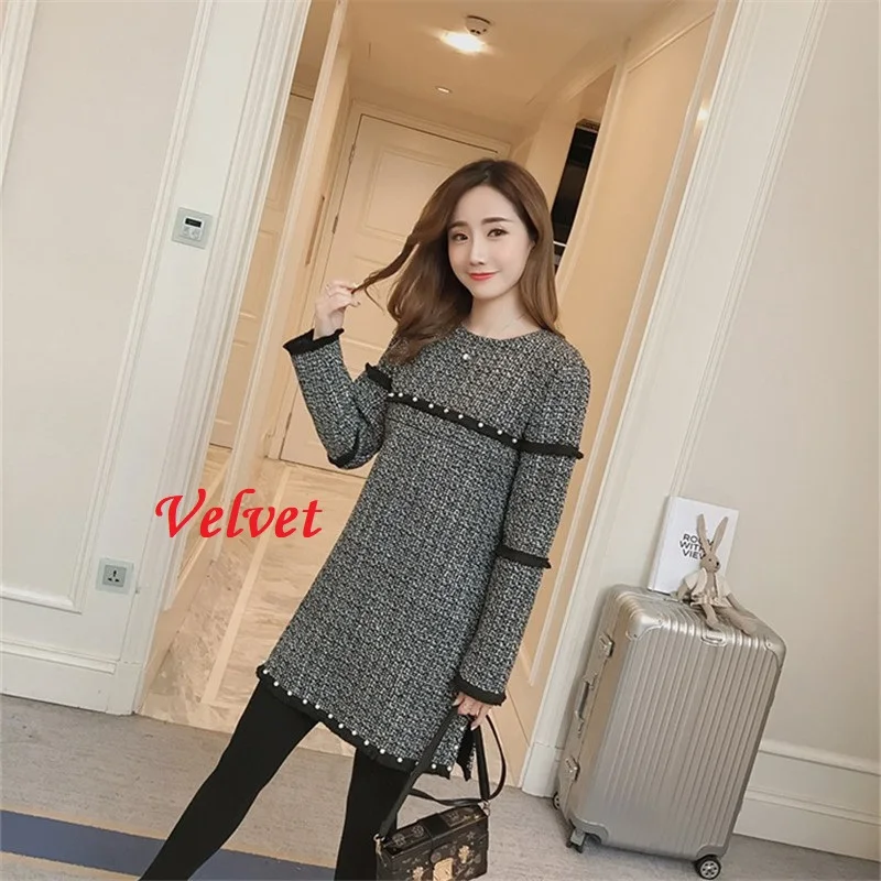 

Autumn Winter Nursing Hoodie Dress For pregnant women Maternity Cloth Breastfeeding Velve Pregnancy dress Elegant Mom Outfit