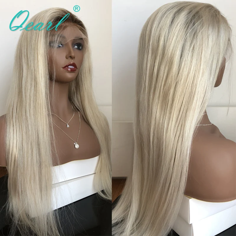 US $144.54 Platinum Blonde Straight Lace Front Wigs Ombre 460 13x413x6 Human Hair Wig For Women 150 180 Brazilian Remy Hair Qearl