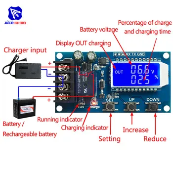 

Lithium Battery Charge Controller Protection Board Auto Charging/Cycle Charge/Limited Time Charge Switch Relay LCD Display 6-60V