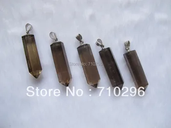 

wholesale 20pcs/lot Natural Smok y Quartz Crystal Point Pendants 9x30mm fashion jewelry necklace Pendant