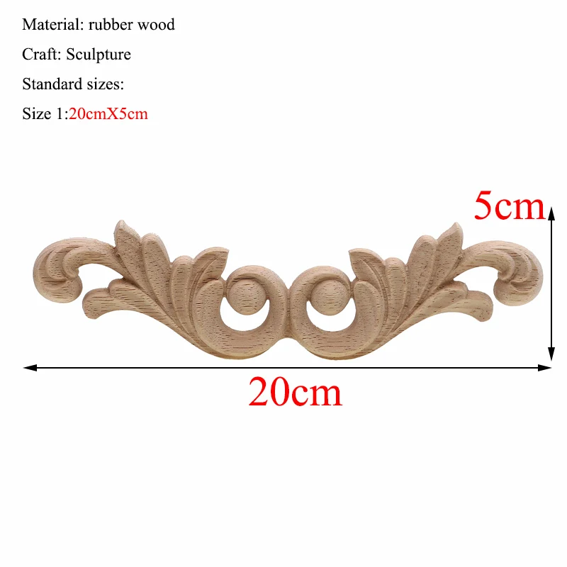 Прямоугольная резьба из натурального дерева аппликации для мебельного шкафа неокрашенные деревянные молдинги наклейка Винтажные Украшения Аксессуары