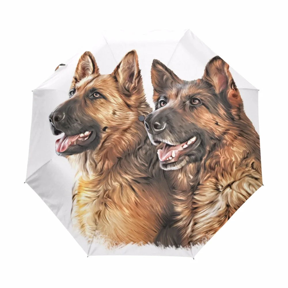 

Three Folding Umbrella Rain Umbrella Automatic UV Protection Windproof Women Umbrellas German Shepherd Dog Sunshade Umbrella