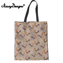 Бесшумный дизайн, повседневная женская Льняная сумка, сумка, милое животное курица, с цветочным принтом, сумки на плечо для девочек-подростков, Женская эко-сумка