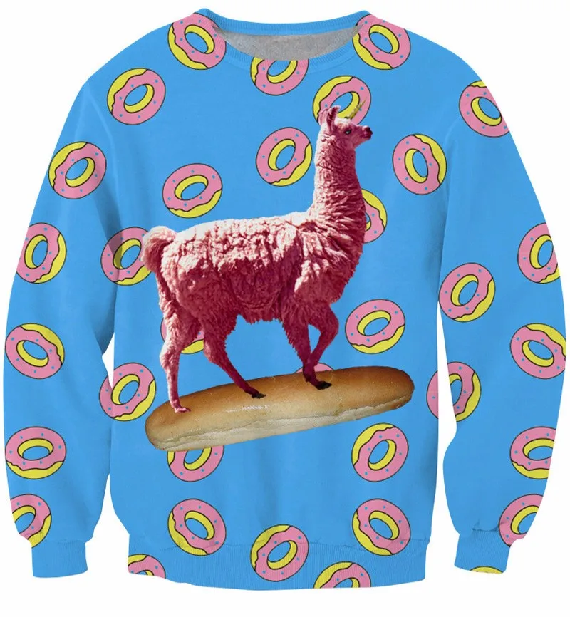 

New fashion Breadstick Llamacorn Sweatshirts Bread Donuts Alpaca Llamas 3d Printed Men Women Sweats Jumper Hoodies unisex Tops