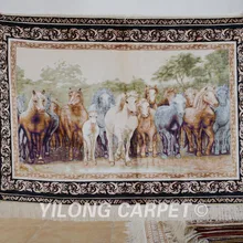 Yilong 3'x4' Античная лошадь дизайн шелковый ковер изысканный персидский ковры из гобелена(1201