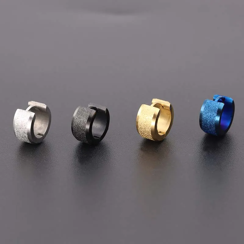 Titanium steel stainless steel 7 * 9 Sand sand wide earrings round