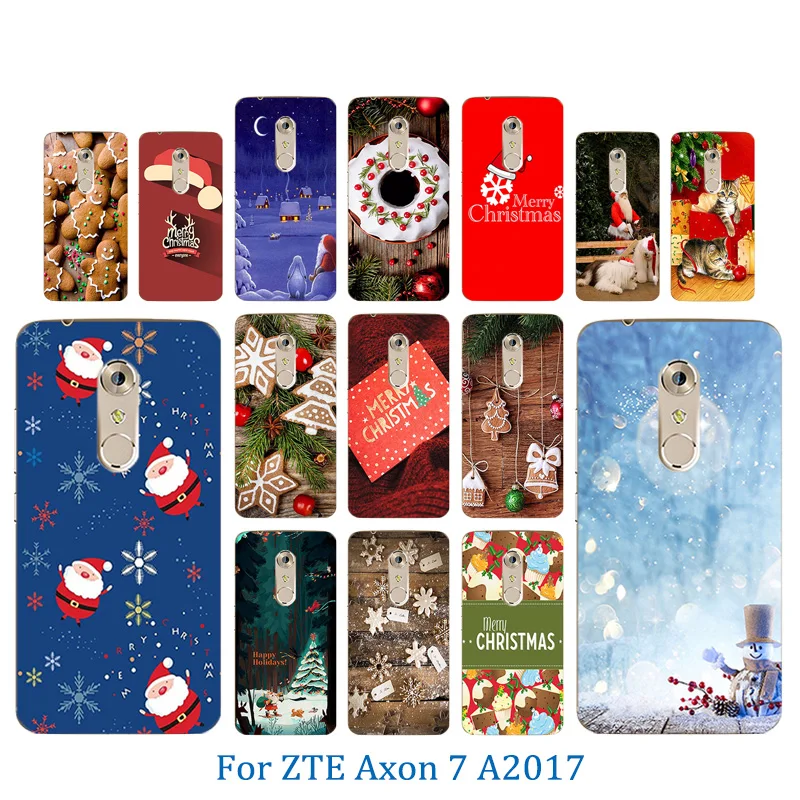 Для ZTE Axon 7 A2017 Чехлы мягкие силиконовые Веселые X'MAS узоры 5 дюймов чехлы для