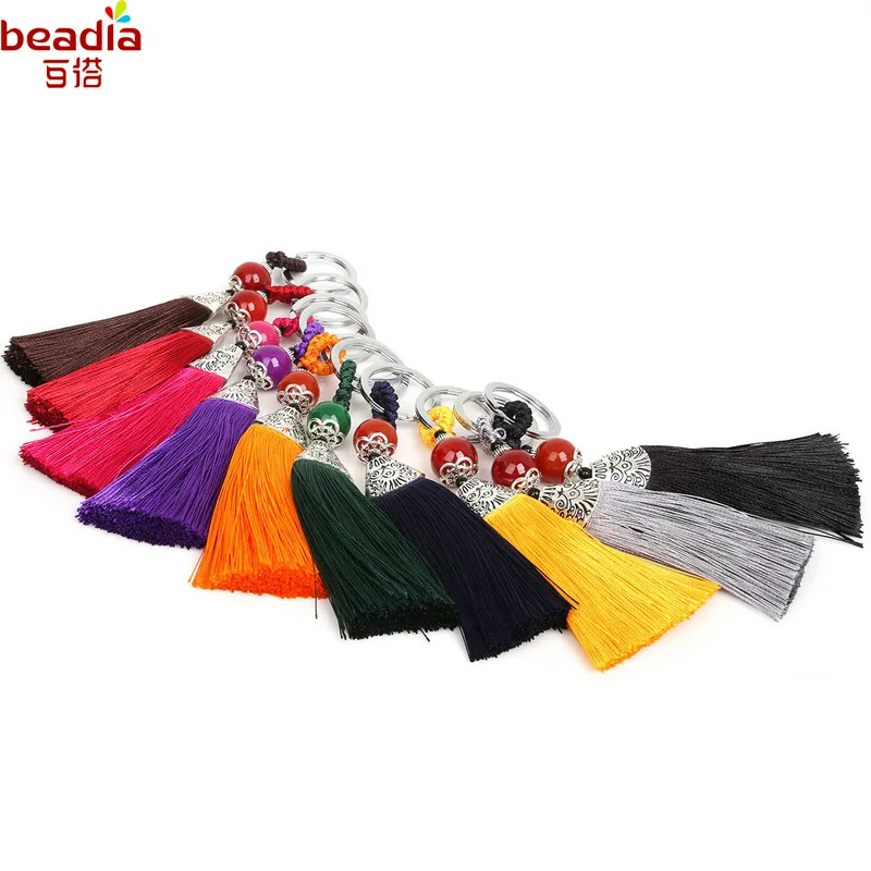 buy New arrival 100% Rayon Key Tassel Keychain 28*130mm 10 Colors Silk Tassel Charm for Bag Cellphone Curtain DEcorative and others