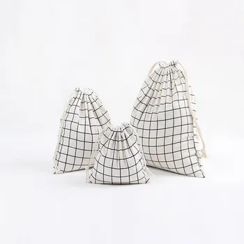 

3PCs Black White Lattice Women Bags Drawstring Bag Casual Canvas Printing Travel Bag School Bags For Girls Bolsa Feminina