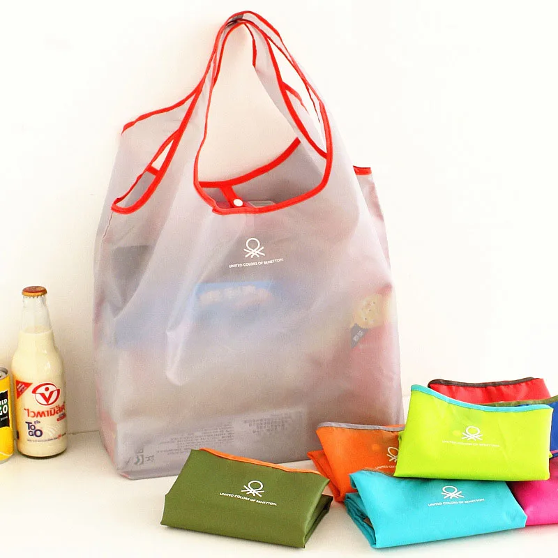 Hot Sale Candy Color Foldable Supermarket Shopping Bags Portable Eco
