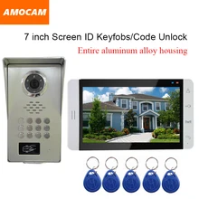 LUXURY All Aluminum Alloy Night Vision Camera Video Door Phone Intercom Kit video doorbell RFID Keyfobs/Password 7″ LCD Screen