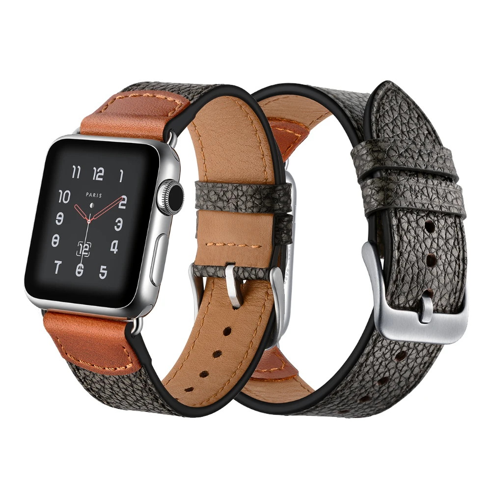 Goede Lederen horlogebandje voor Apple horloge band 42mm 38mm Steen patroon armband pols riem voor Iwatch 3 2 1 horloge accessoires