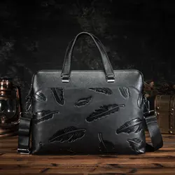 Мужской качественный кожаный модный черный деловой портфель 15 "чехол для ноутбука сумка-портфель сумка через плечо 7601