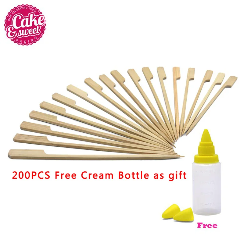 100/200pcs 4.7 inch Bamboo Skewers Paddle Sticks For BBQ Fruit Toothpicks Party Supplies Chicken Skewer Appetizers and Cocktails